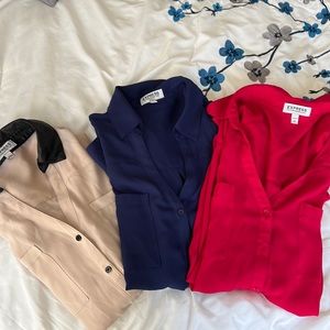 Express Portofino Shirts in Beige, Navy, and Pink Size L